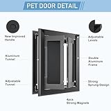 PATAPLUS Große Hundetür aus Aluminium für Außentür, starke doppelte Magnetklappen, robuste Hunde für große und mittelgroße Hunde bis zu 54 kg (groß, schwarz)