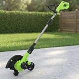 20V Cordless Brushless Lawn Edger, 9-Inch Blade 4.0Ah Battery & Charger, 3 Cutting Depths Adjustable Handle Dual Wheels for Lawn Garden Sidewalks Driveways