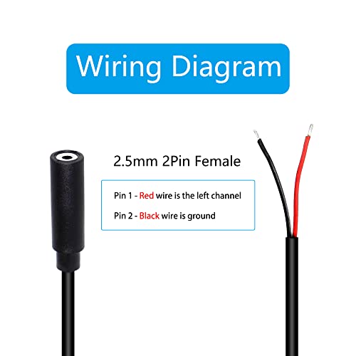 Cable audio estéreo con conector hembra 2.5mm TS 2 polos 4 unidades miniatura 4