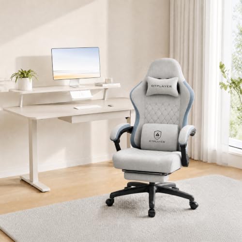 Image of GTPLAYER Gaming Chair, Computer Office Chair with Pocket Spring Cushion, Linkage Armrests and Footrest, High Back Ergonomic Computer Chair with Lumbar Support Task Chair with Footrest