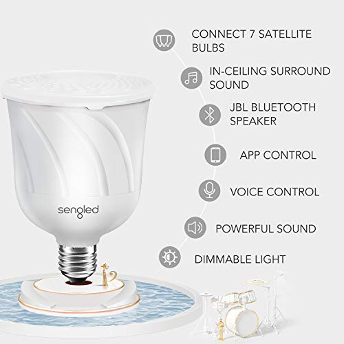 Sengled Pulse Dimmable Led Light Bulb With A Built-In Wireless Bluetooth Jbl Speaker, Satellite Bulb, Pearl White #TOP1