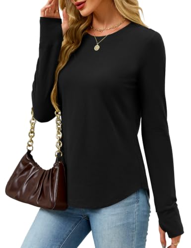 JUSTFASHIONNOW Womens Cotton Long Sleeve Shirts with Thumb Holes Tunic Tops - image 5