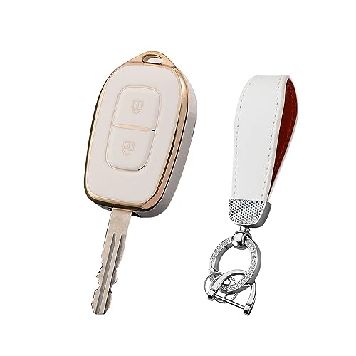 Coque de clé pour Renault et Dacia anti-choc en silicone blanc souple 2 boutons