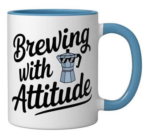 Taza de Cerámica Brewing With Attitude Azul/Blanco 11 oz miniatura 2