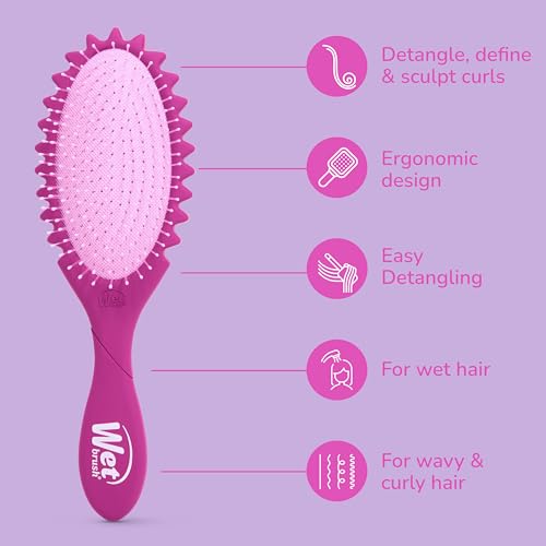Image of Wet Brush Curl Shaper Detangler Brush, Purple, Curl Defining for Curly, Wavy, and Coily Hair Types, IntelliFlex Bristles Detangle for Frizz-Free Shaping, Made for Women, Men & Kids