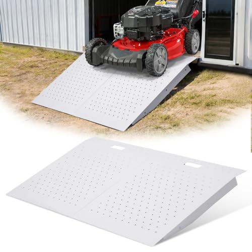 29' x 48' Shed Ramps, Heavy Duty Shed Ramp 48 inch Wide, 1500 LB Capacity Shed Ramps, Anti Slip Punch Plate Outdoor, 12.7° Slope Shed Ramp for Sheds, Garages, Barns, ATV, Lawnmower (2PC)