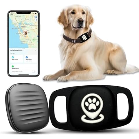 Smart Pet Tracker with Collar Holder, Personalized Dog Location Finder, MFi Certified, No Monthly Fees, Compatible with Apple Find My (iOS Only) (Black, Large) Cover