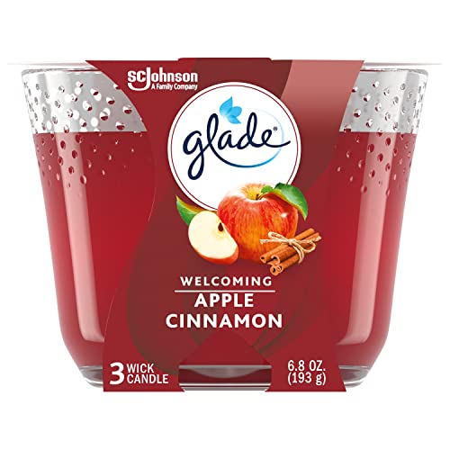 Glade Candle Apple Cinnamon Fragrance Infused with Essential Oils Air Freshener Candle 3-Wick 6.8 Oz