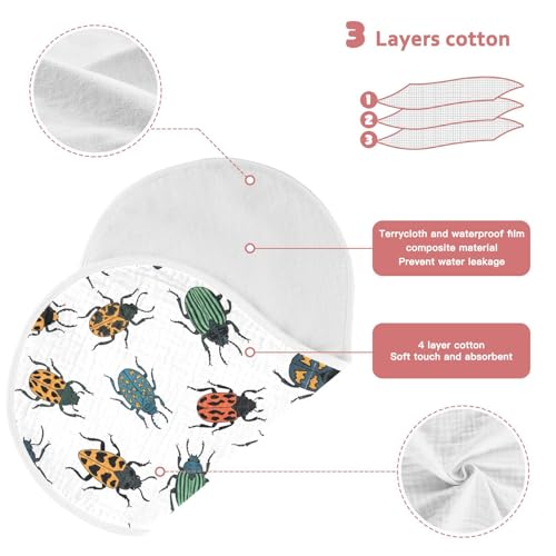 J JOYSAY Clored Cute Animal White Baby Burp Cloths for Boys Girls Large 22''x11'' Cotton 4 Layer Burping Cloths for Baby Spit Up one sizex23