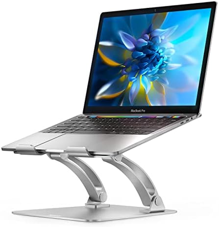 Nulaxy Laptop Stand for Desk, Ergonomic Height Angle Adjustable Laptop Riser Holder with Heat-Vent Computer Stand Compatible with 10-17" Up to 22 Lbs Laptop Notebook Computer Silver