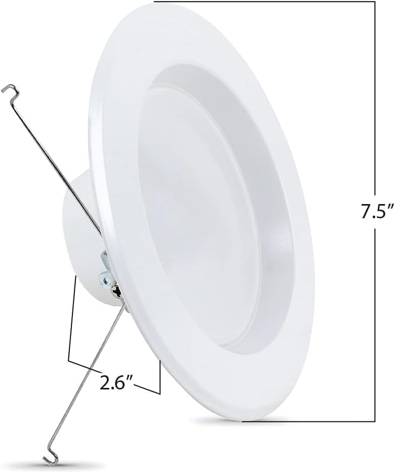 Feit Electric 5-6 inch LED Recessed Downlight - Pre-Mounted Trim - Standard Base Adapter - 2700K CCT Soft White - Dimmable- 75W Equivalent - 45 Year Life - 925 Lumens, LEDR56/927CA
