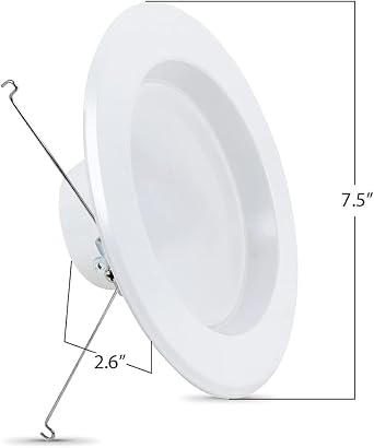 Feit Electric 5-6 inch LED Recessed Downlight - Pre-Mounted Trim - Standard Base Adapter - 2700K CCT Soft White - Dimmable- 75W Equivalent - 45 Year Life - 925 Lumens, LEDR56/927CA