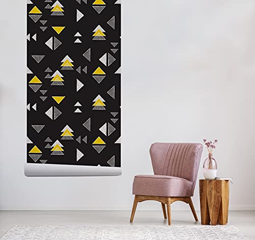 Papier peint triangles dessinés 250x250 cm déco murale auto-adhésive Magic-Stick salon