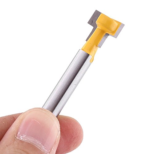 Miniatura 8 de Juego de 2 brocas para enrutador con mango de acero de 14 de pulgada, ranura en T, cortador de ranurado en T de carburo cementado, cortador de