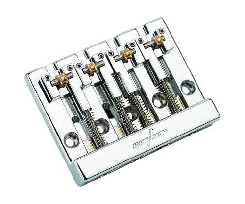 Guyker 4 String Bass Bridge with Solid Roller Saddle Adjustable Replacement Part (GB406, Chrome)