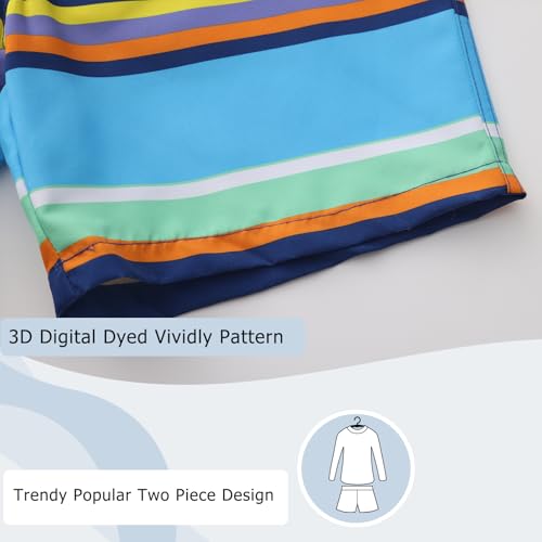 Image of Boys Two Piece Rash Guard Swimsuits Set with Swim Trunk Kids Long Sleeve Bathing Suit Swimwear Set
