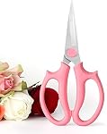 Leize - Premium Thick Stainless Steel Flower Scissors, Strong Pruner for Flowers, Branches and Leaves (Thin Pink)