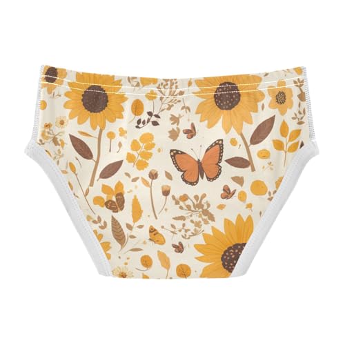 KLL Autumn Sunflowers and Butterflies Cartoon Toddler Boys' Soft Nighttime Underwear Cute Children Panties2