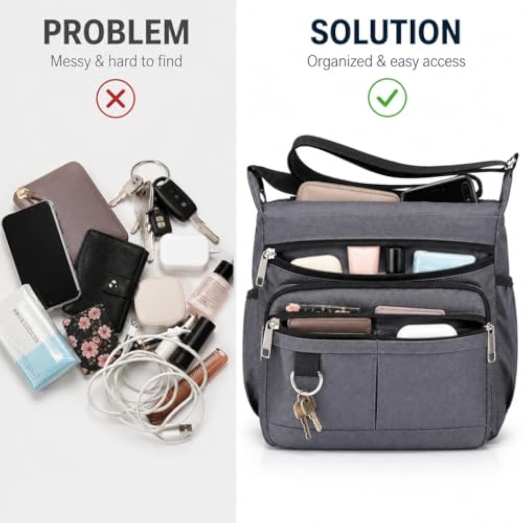 Nylon Crossbody Shoulder Bag for Men and Women