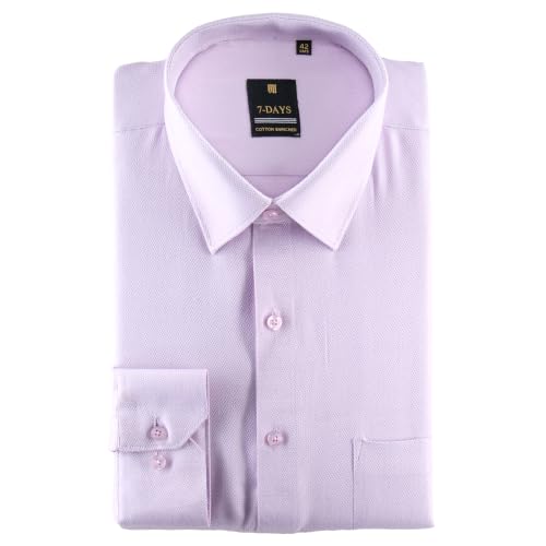 Image of 7-DAYS Premium Men's Formal Shirts - Cotton Rich, Textured Self-Design, Full Sleeve, Regular Fit, Wrinkle Resistant, with Pocket - Perfect for Office