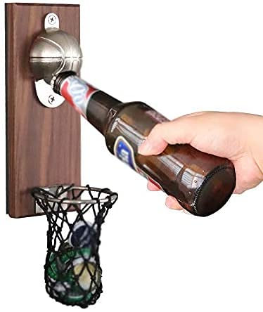 Abridor de Botellas Abridor de Vino Sacacorchos Vino Vino Cerveza Abridor de Botellas Botella de Montaje en Pared Abridor de Botellas de Baloncesto con Tapa integrada Colector Nevera