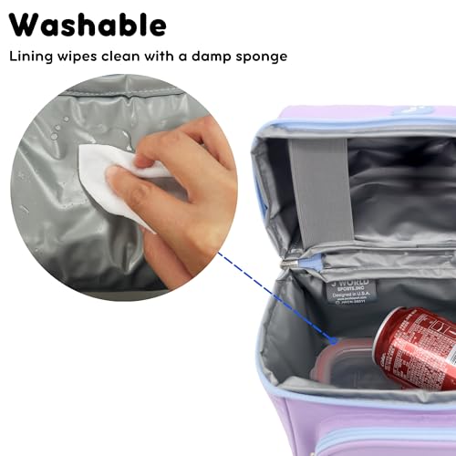 Image of J World Corey Kids Lunch Bag. Insulated Lunch-Box for Boys Girls, Purple