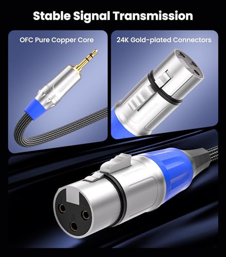 Tisino Cable XLR a Mini Jack, Cable Micrófono XLR Hembra a 3,5 mm para videocámaras, cámaras DSLR, dispositivo de grabación de computadora y más - 1M - imagen 4