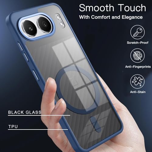 Image of KARWAN Translucent Hybrid Back Case Cover Compatible with Oneplus Nord 4 Shockproof Case with Camera Protection, N52 Magnet Cover Case with Magnetic MagEaze Wireless Charging Cover (Blue)