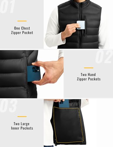 Image of Rdruko Men's Puffer Vest Lightweight Outerwear Winter Warm Outdoor Hiking Casual Vest with 5 Pockets