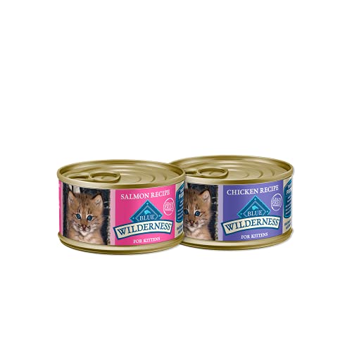 Image of Blue Buffalo Wilderness High Protein Grain Free, Natural Kitten Pate Wet Cat Food, Chicken & Salmon 3-oz cans (48 Count - 24 of Each Flavor)