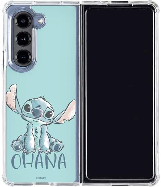 Skinit Clear Phone Case Compatible with Galaxy Z Fold5 5G - Officially Licensed Disney Lilo and Stitch Pattern Design
