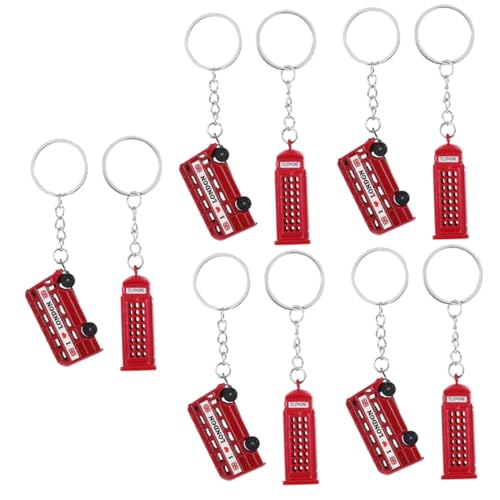 Happyyami 10個巴士電話亭デザイン キーリング 入り ?製 ヴィンテージスル