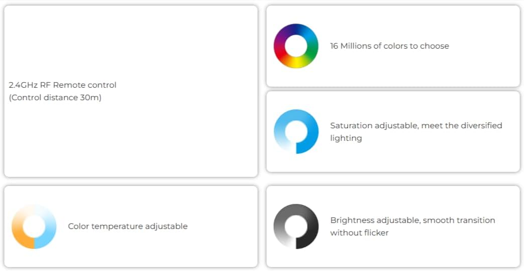 MiBOXER FUT012 E26 9W RGB+CCT LED Bulb 2.4G, 2.4G RGB+CCT Bulb, Bulb, 2.4GHz RF Remote Controllable