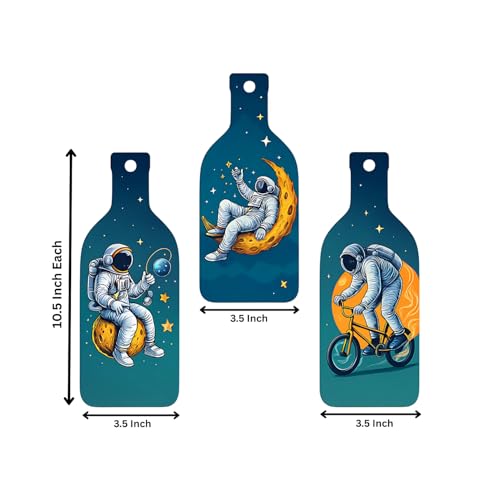 Image of GiftOday Astronaut in Space Wooden Wall Hanging for Home & Kitchen Decor | Decoration Items for Livingroom | Modern Artwork Item for Office, Hallway | Decorative Mdf Wall Hanger Artwork (Set of 3)