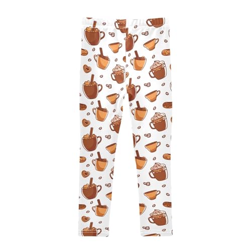 Coffee with Whipped Cream Girls Leggings,Workout Leggings for Girls Toddler Athletic Leggings Size for 3-10T2