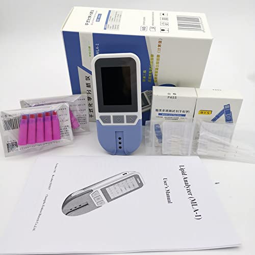 Healthcaretuye 5 in 1 Lipid Test Meter Cholesterol Meter Analyzer HDL LDL Triglycerides Test Meter Kit Monitor Measuring Meter + 10x Test Strips + 10x Lancets