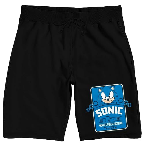 Sonic The Hedgehog Classic 1991 Sonic Men's Black Sleep Pajama Shorts - Main Image