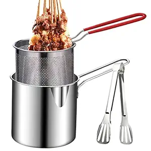 Ubervia Mini Fryer Pot,Japanese-Style Oil-Saving Small Fryer | Multi-Functional Cookware for Frying Chicken Legs, Dried Fish, Chips, Chicken Chops, and