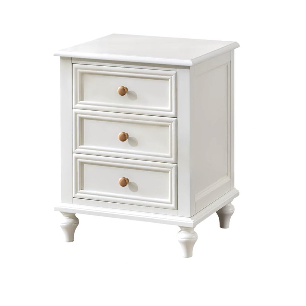 BHGFYXBS Side Tables Bedroom Home White Three Drawer Bedside Table Living Room Simple Solid Wood Storage Cabinet Bedside Tables