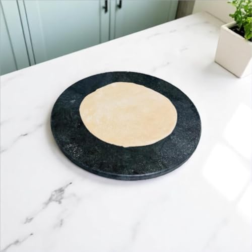 Image of Luxe Craft 11 Inch Green Marble Chakla Belan Set for Kitchen | Premium Roti Chakla Board with Wooden Rolling Pin | Large Chapati Maker Board for Indian Kitchen | Marble Chakla Belan Set