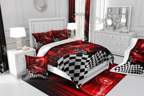 Housse de couette voiture de course rouge King Size pour lit d'ado difficile - 6