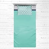 Bacati Noah Tribal 3 Piece Cotton Percale Toddler Sheet Set, Mint/Navy