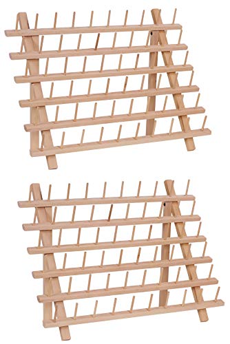 New ThreadNanny Wooden Thread Rack for Sewing - Quilting - Embroidery Spools and Mini Cones (2x60 Count Wide)