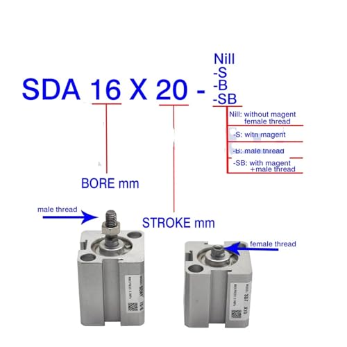 Cylindre d'air SDA63X60 compact double effet avec filetage mâle - 3