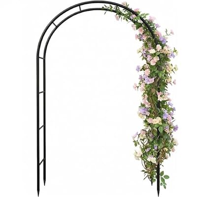 Galvanized Metal Garden Arbor,7.6ft H x 4.6ft W,Rust-Resistant Heavy-Duty Garden Arch Trellis for Climbing Plants Vines Roses, Ideal for Weddings, Bridal Events, Halloween, Christmas & Outdoor Decor