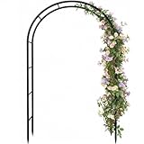 Galvanized Metal Garden Arbor,7.6ft H x 4.6ft W,Rust-Resistant Heavy-Duty Garden Arch Trellis for Climbing Plants Vines Roses, Ideal for Weddings, Bridal Events, Halloween, Christmas & Outdoor Decor