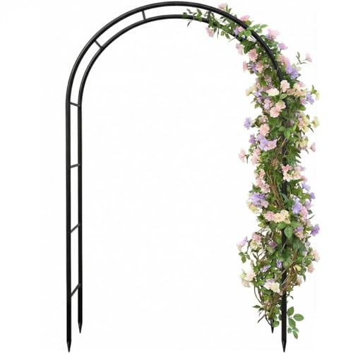 Galvanized Metal Garden Arbor,7.6ft H x 4.6ft W,Rust-Resistant Heavy-Duty Garden Arch Trellis for Climbing Plants Vines Roses, Ideal for Weddings, Bridal Events, Halloween, Christmas & Outdoor Decor