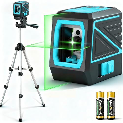 Image of Laser Level with Tripod, 100 feet Green Cross Line Self Rotary Leveling Laser Level, Vertical and Horizontal Line, Rotatable 360 Degree, Manual Self leveling and Pulse Mode,IP54 Waterproof & Battery