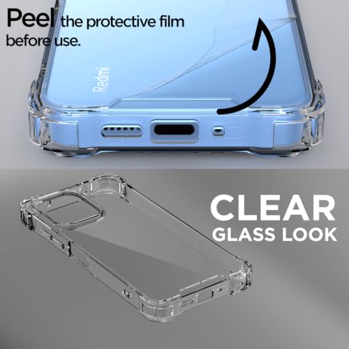 Image of Outlouders Back Cover for Redmi 12 4G Clear Transparent PC + TPU Bumper Case with Raised Edges for Shockproof Protection (Transparent)