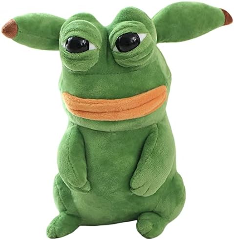 ELAINREN Sleepy Frog Plush Cute Toy Creative Frog Stuffed Animals Green Frog Plushie- Hug and Cuddle with Squishy Fabric and Stuffing -Cute Frog Dolls Gift,9.8''(Only for Age 14+)